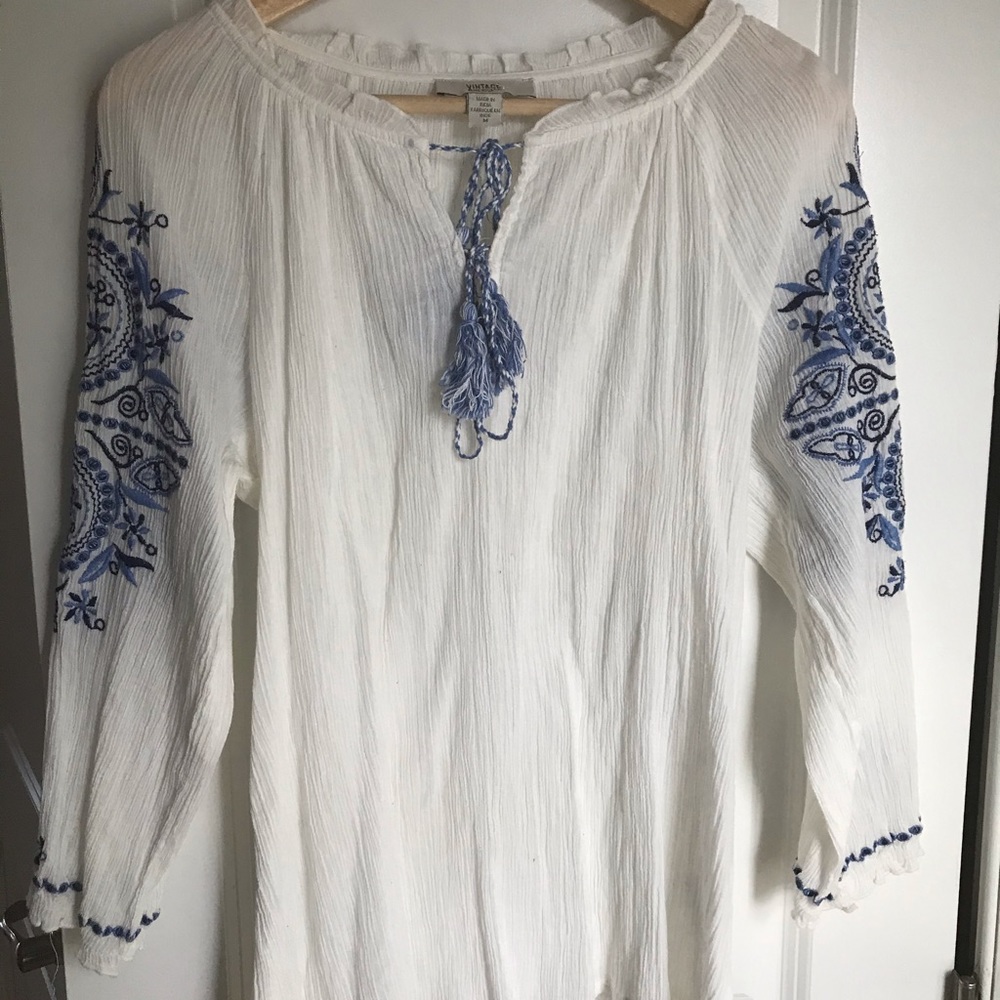 Navy & White Blouse